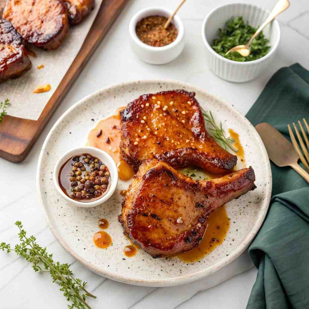 Hot Honey Glazed Pork Chops