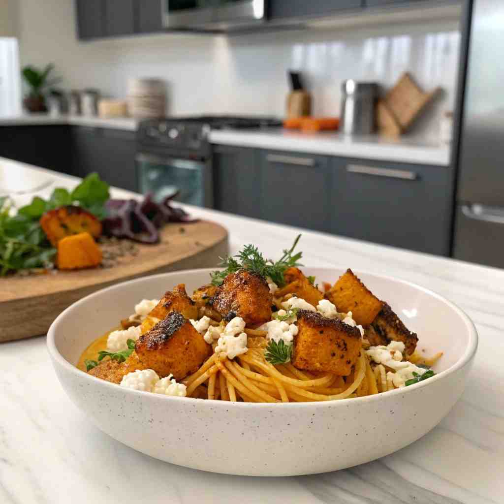 Roasted Butternut Squash Feta Pasta