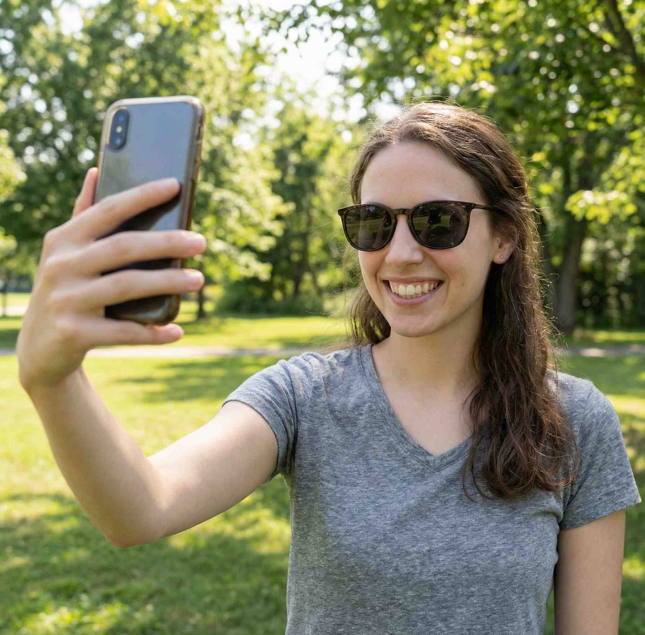Emma taking inspiration in the park